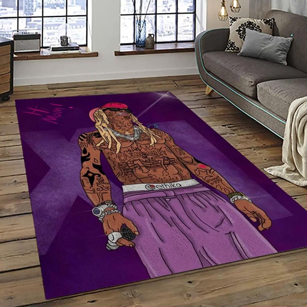 Lil wayne rapper hiphop music rap carpet area rug home decor gift for fans gift for friends lil19 Rectangle Rug
