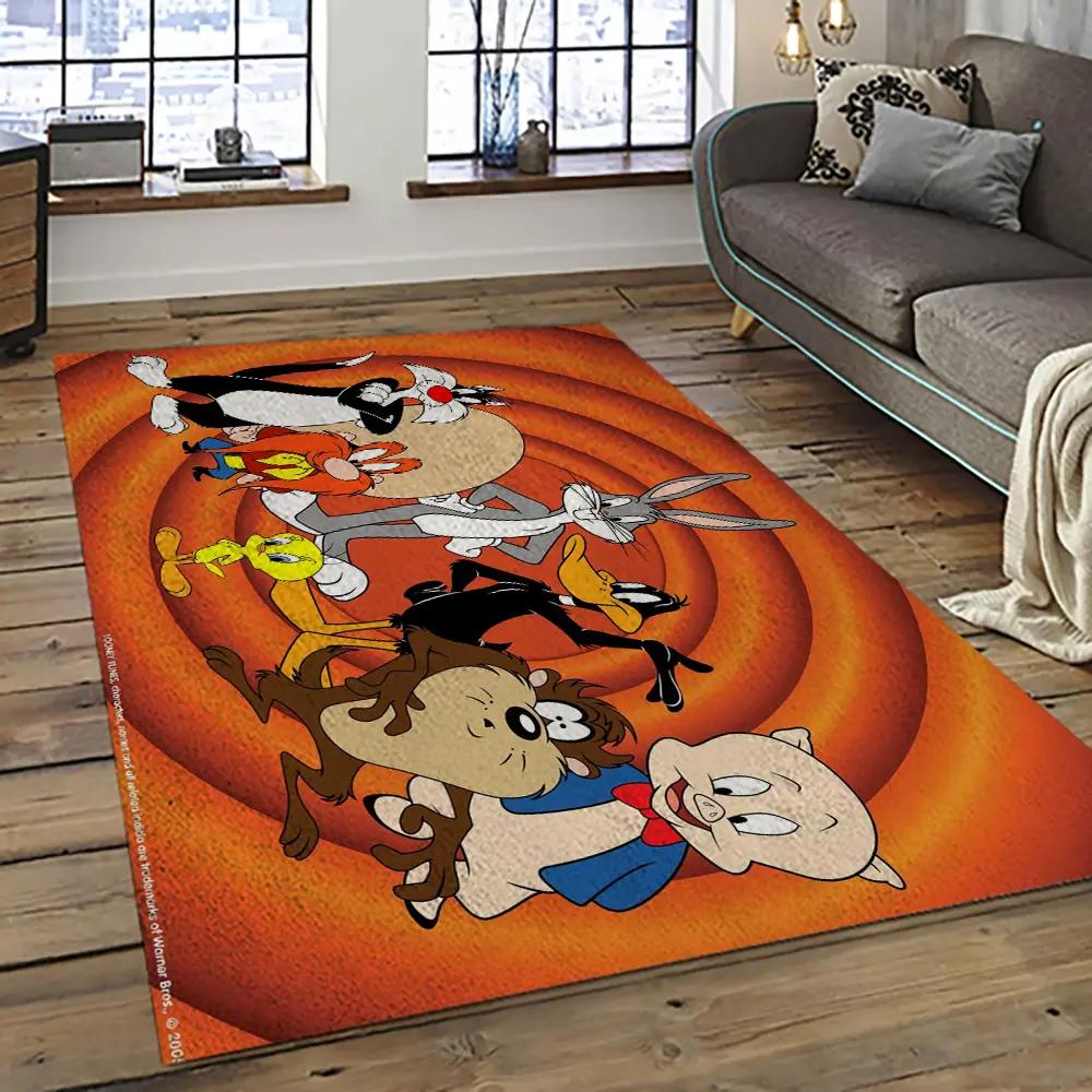 Looney tunes characters cartoon movie carpet rectangle area rug for living room bedroom decor lt44 Rectangle Rug