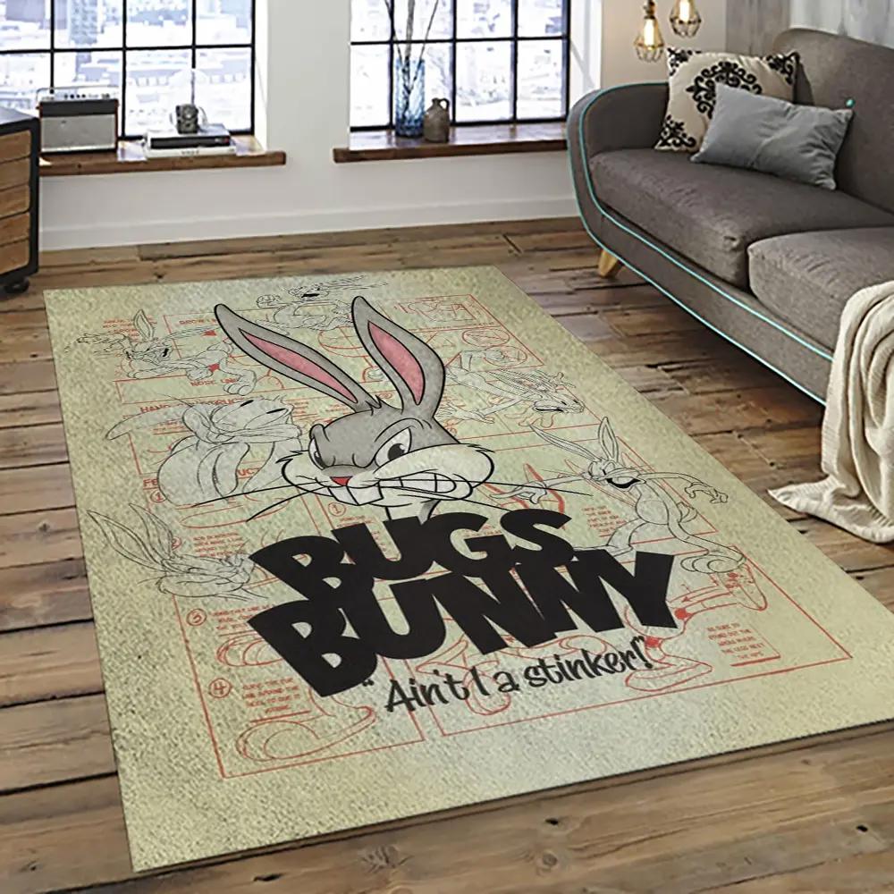 Looney tunes characters cartoon movie carpet rectangle area rug for living room bedroom decor lt46 Rectangle Rug