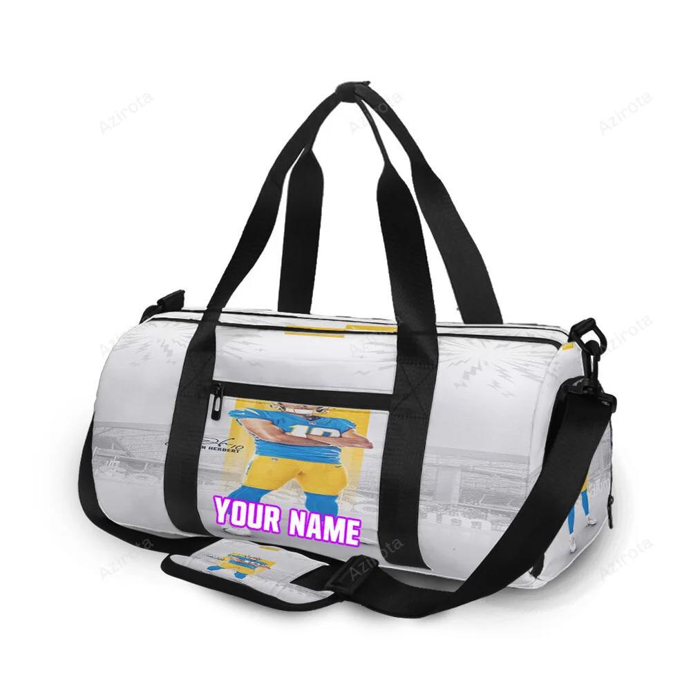 Los angeles chargers justin herbert1 personalized name travel bag gym bag 1947 Travel Bag