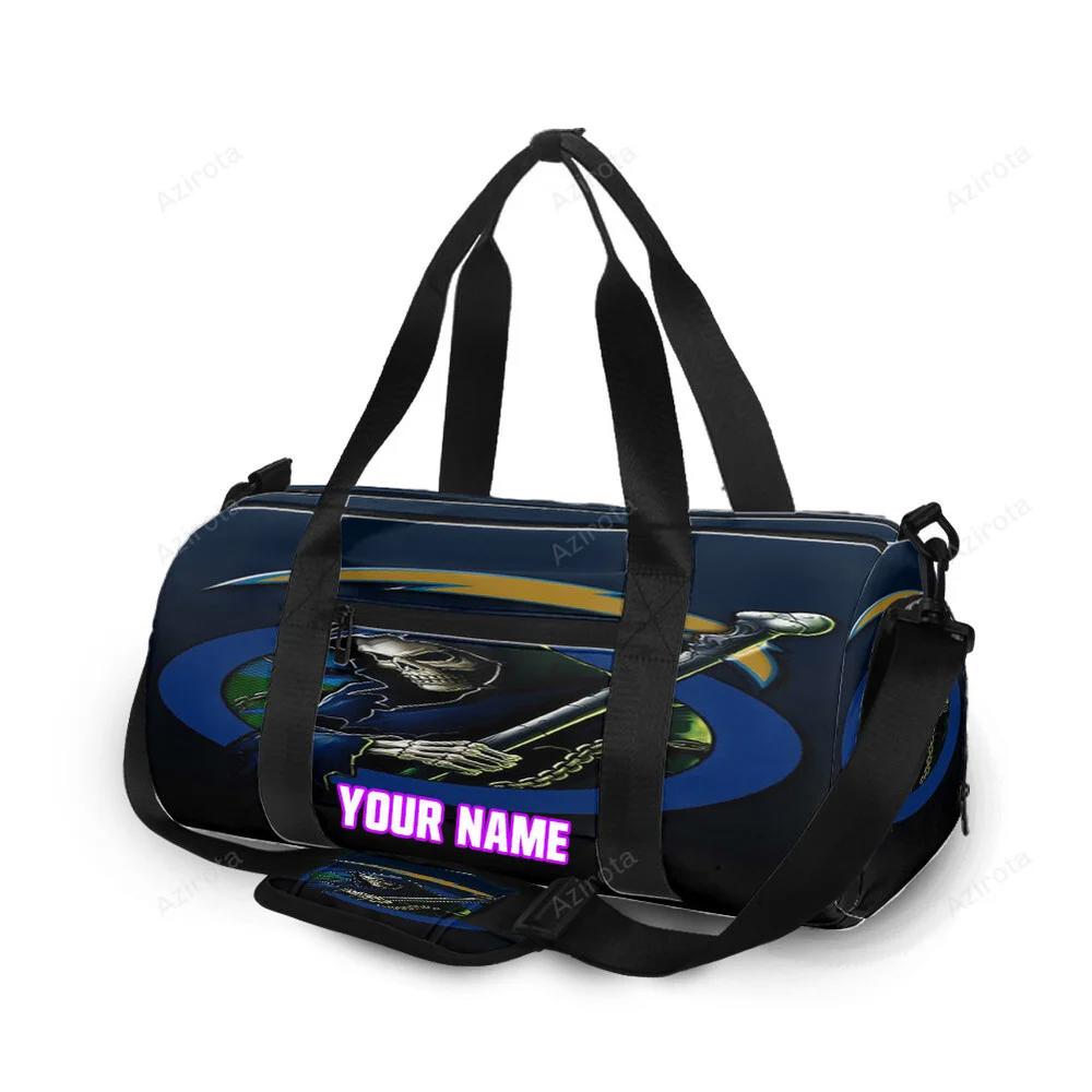 Los angeles chargers skull v22 personalized name travel bag gym bag 69 Travel Bag