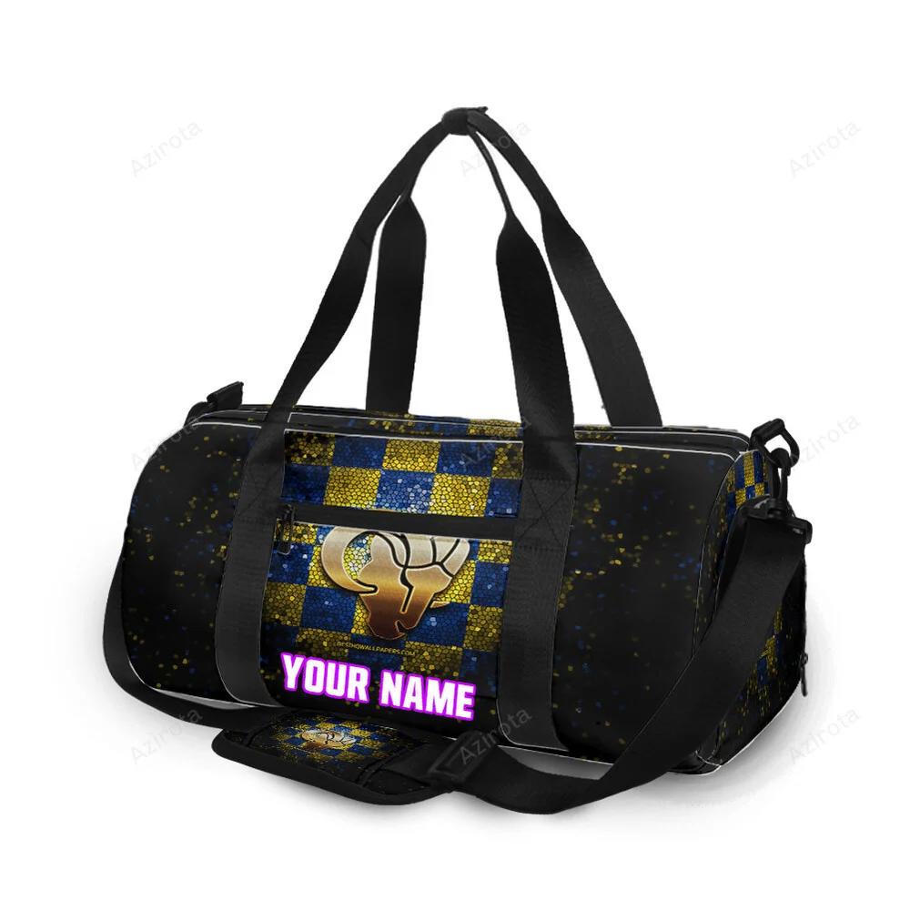 Los angeles rams golden yellow blue glass personalized name travel bag gym bag 1178 Travel Bag