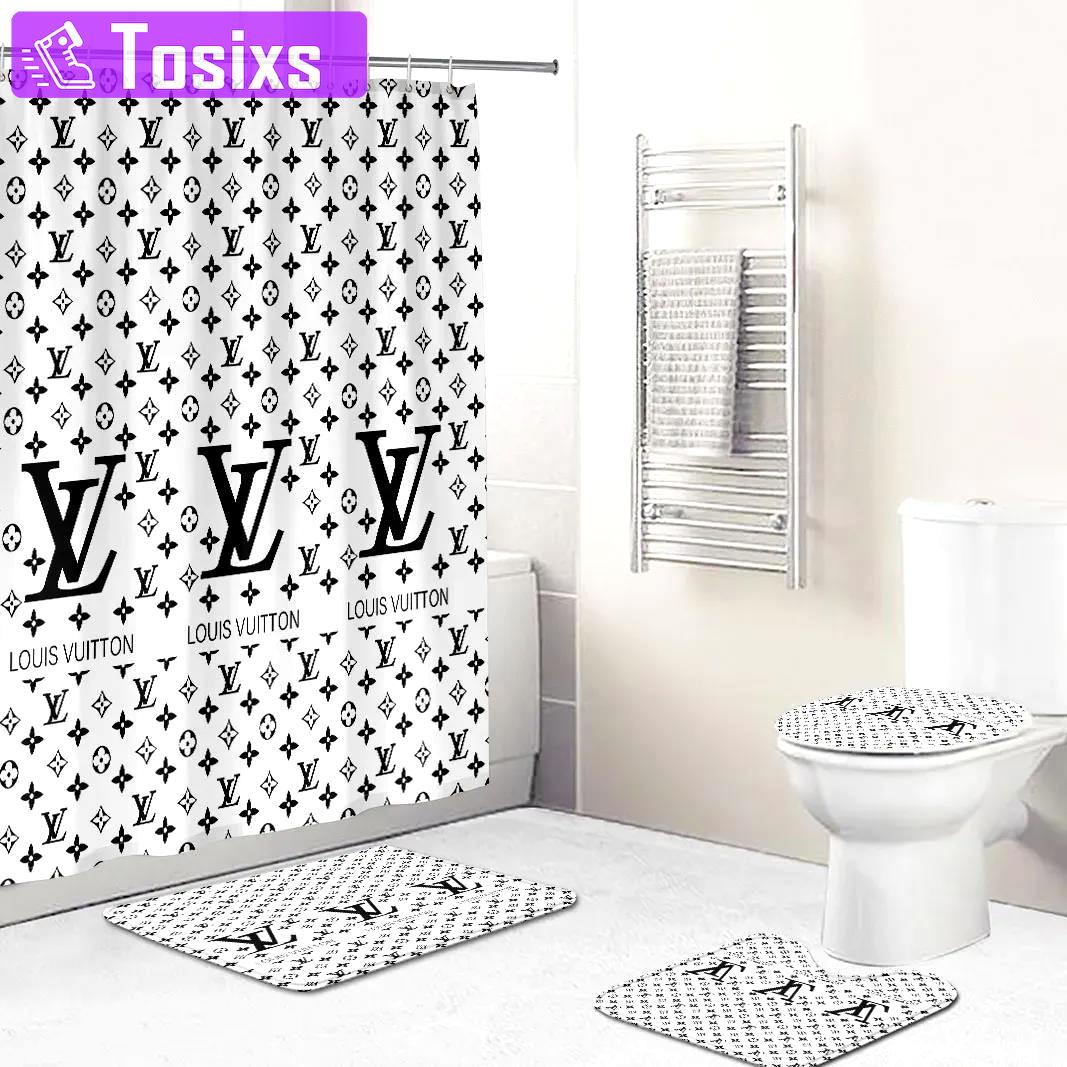 louis vitton black and whitefull bath mat luxury fashion brand home decor hypebeast bathroom sets Bathroom Set