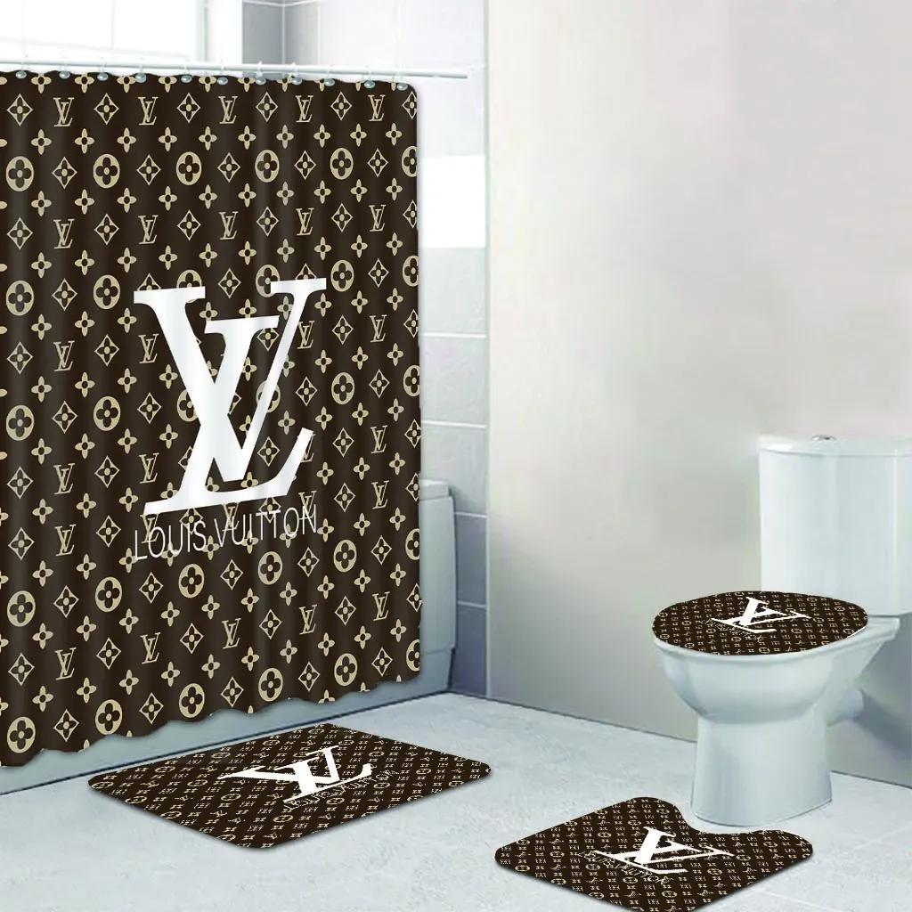 louis vitton brown whitefull bathroom set luxury fashion brand hypebeast home decor bath mat Bathroom Set