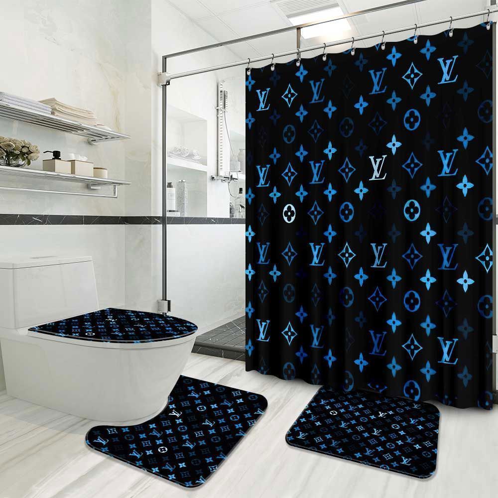 Louis vuitton bathroom set luxury shower curtain waterproof luxury brand hot 2023 87 Bathroom Accessory Sets