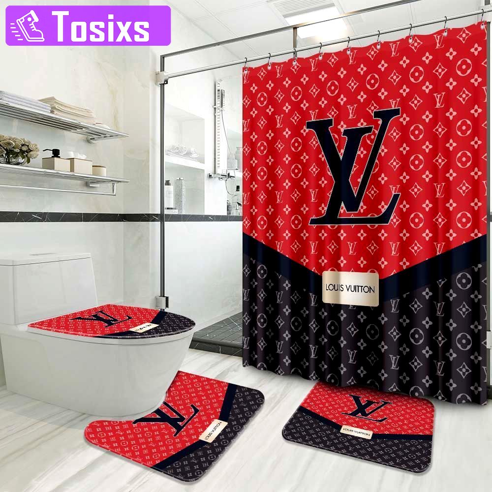 Louis vuitton bathroom set luxury shower curtain waterproof luxury brand hot 2023 91 Bathroom Accessory Sets