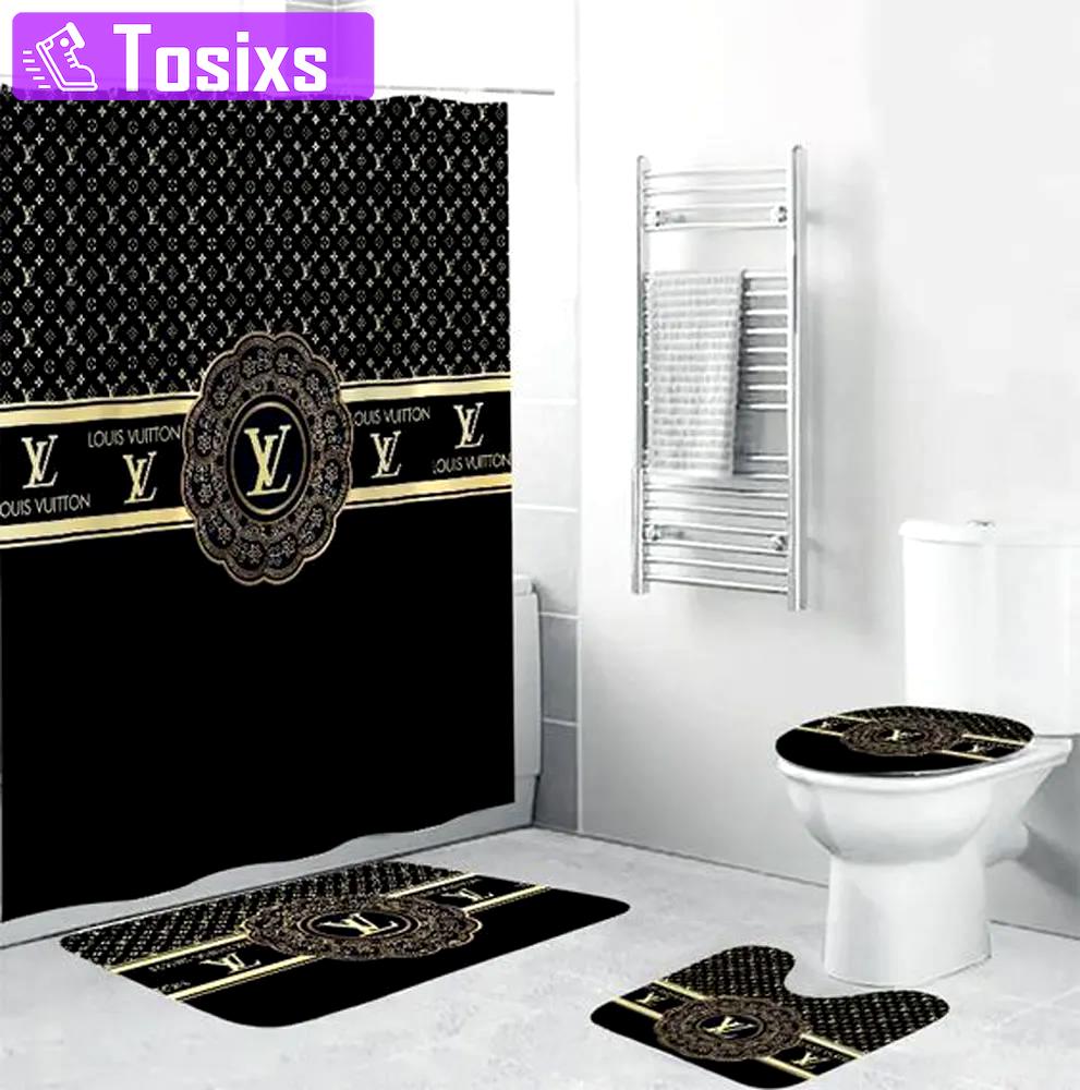 Louis vuitton black home decor luxury fashion brand bathroom sets hypebeast bath mat Bathroom Set