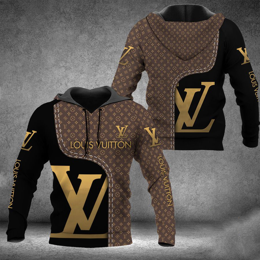 Louis vuitton dark brown unisex hoodie hot 2023 foren womenvuxury clothing clothes outfit Zipper Hoodie 3D