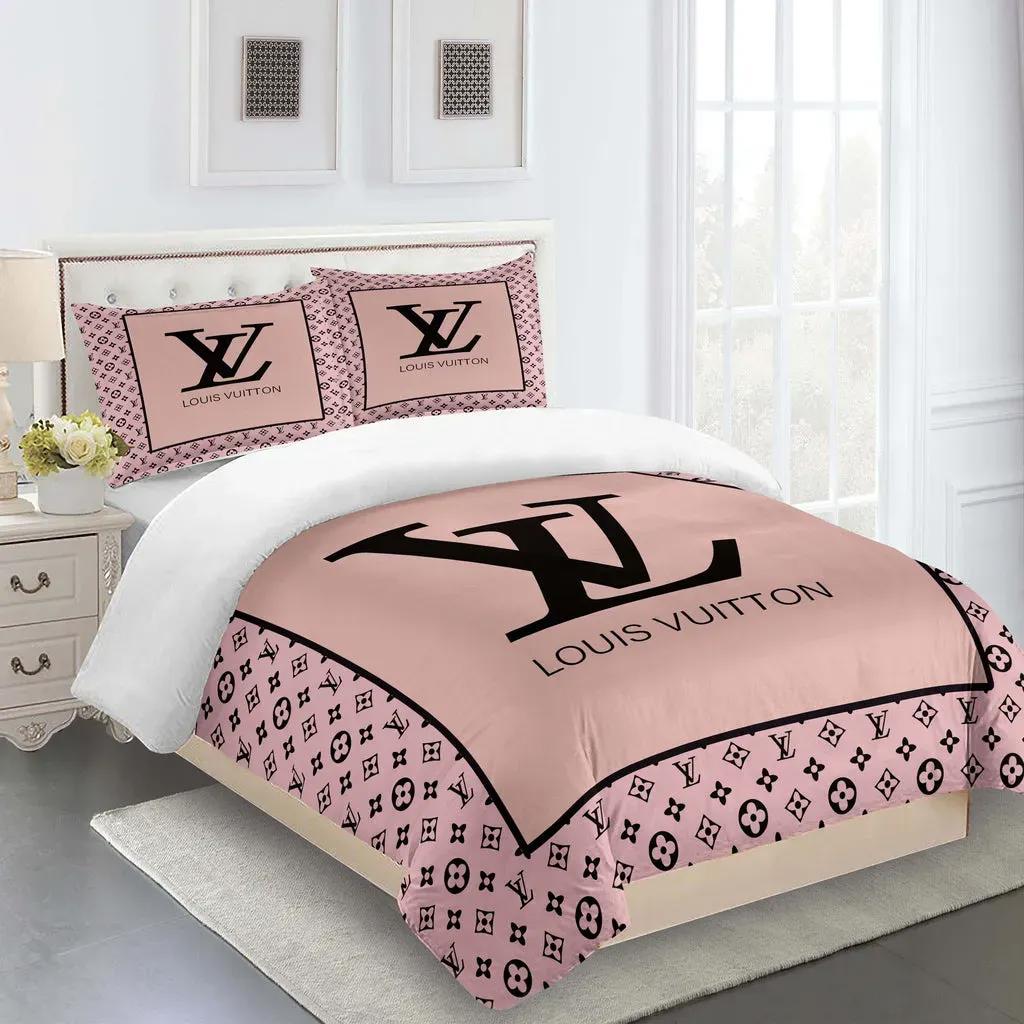 Louis vuitton fashion logo limited luxury brand bedding sets, bedroom decor , thanksgiving decorations for home 27 best luxury bed sets gift thankgivings and christmas Bedding Sets