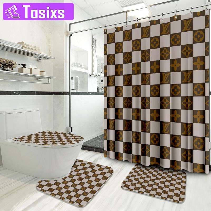 Louis vuitton home decor luxury fashion brand bath mat bathroom sets hypebeast Bathroom Set