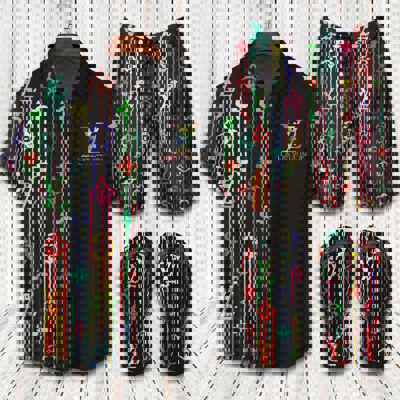 Louis vuitton lv flip flops and combo hawaii shirt shorts luxury brand summer outfit 5 Hawaii Shirt Shorts & Flip Flops