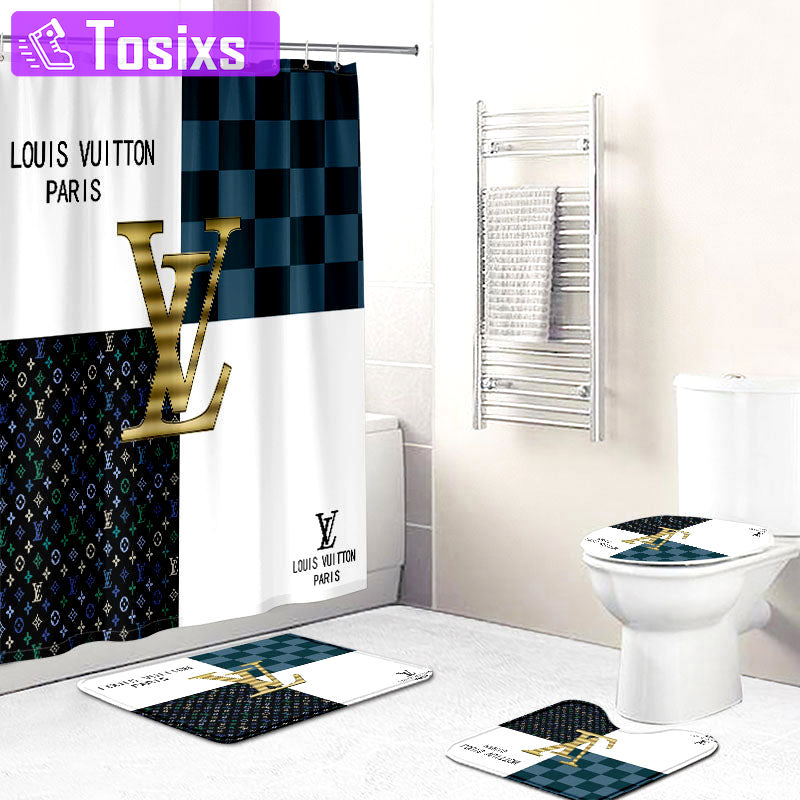 Louis vuitton lv golden hypebeast luxury fashion brand bath mat home decor bathroom sets Bathroom Set