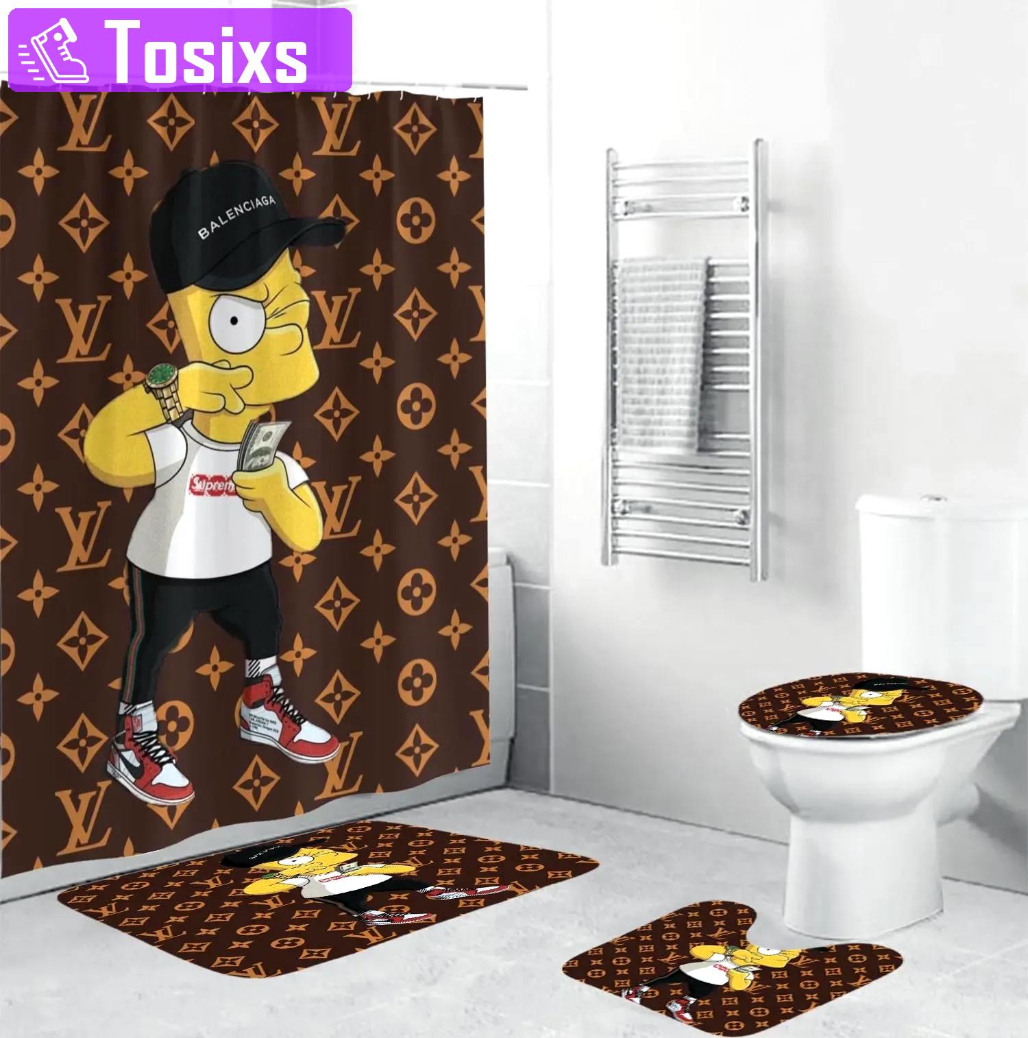 Louis vuitton supreme bathroom set luxury fashion brand home decor bath mat hypebeast Bathroom Set