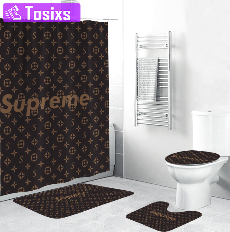Louis vuitton supreme red fashion luxury brand bathroom set home decor Bathroom Set