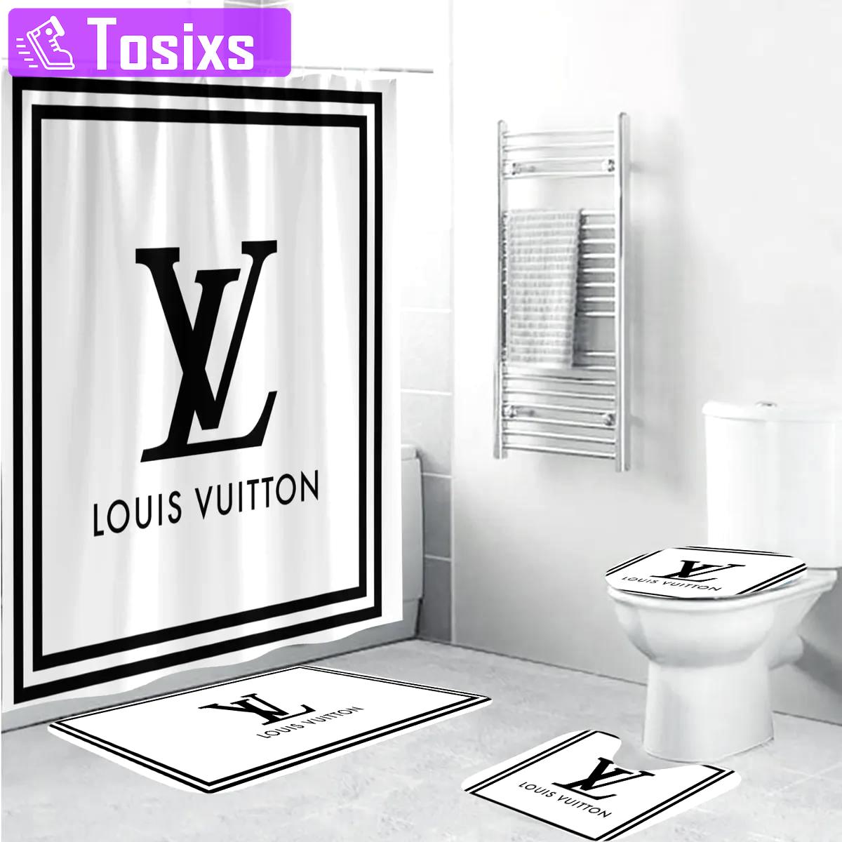 Louis vuitton white fashion luxury brand premium bathroom set home decor Bathroom Set
