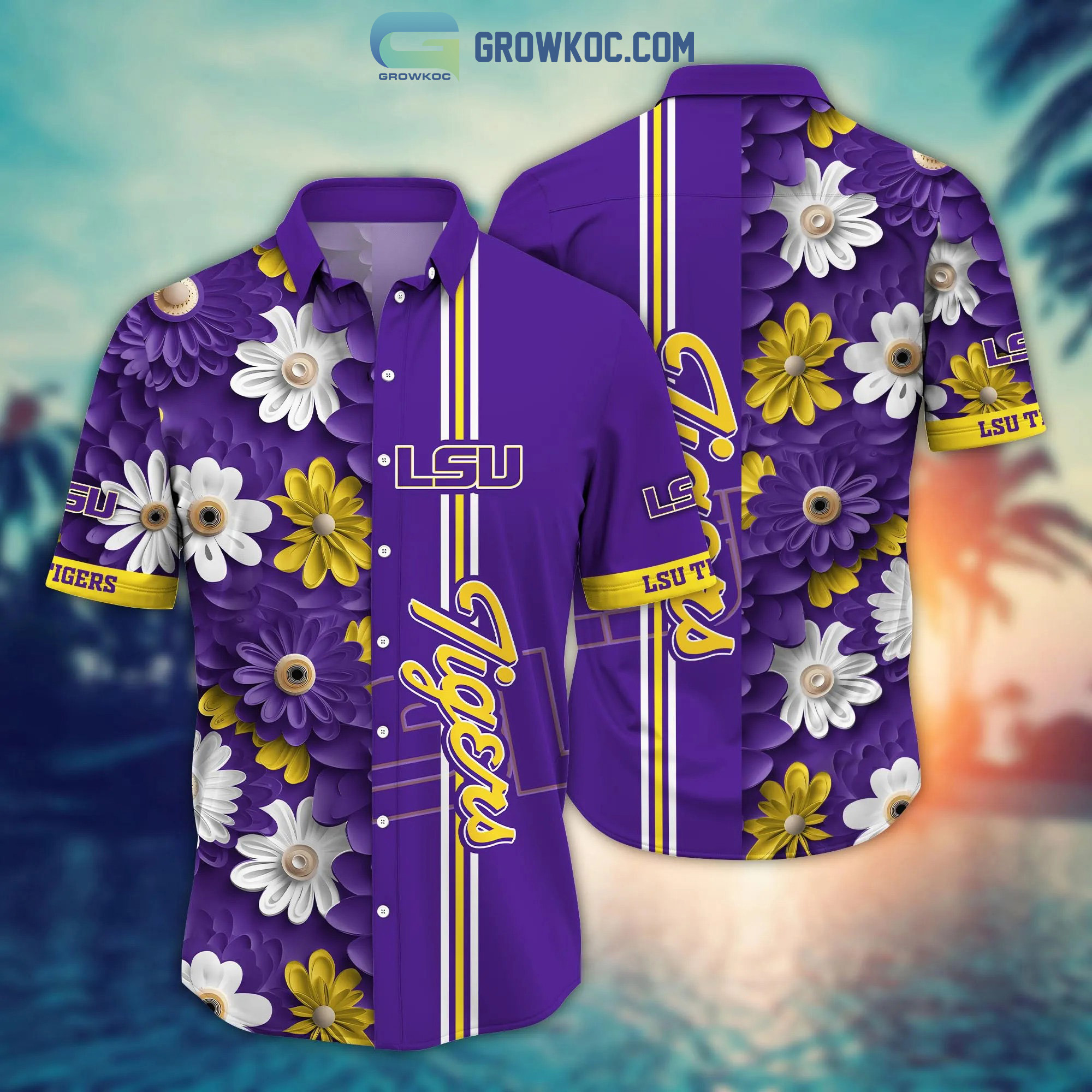 Lsu tigers ncaa flower hawaiian shirt Hawaii Shirt Shorts & Flip Flops
