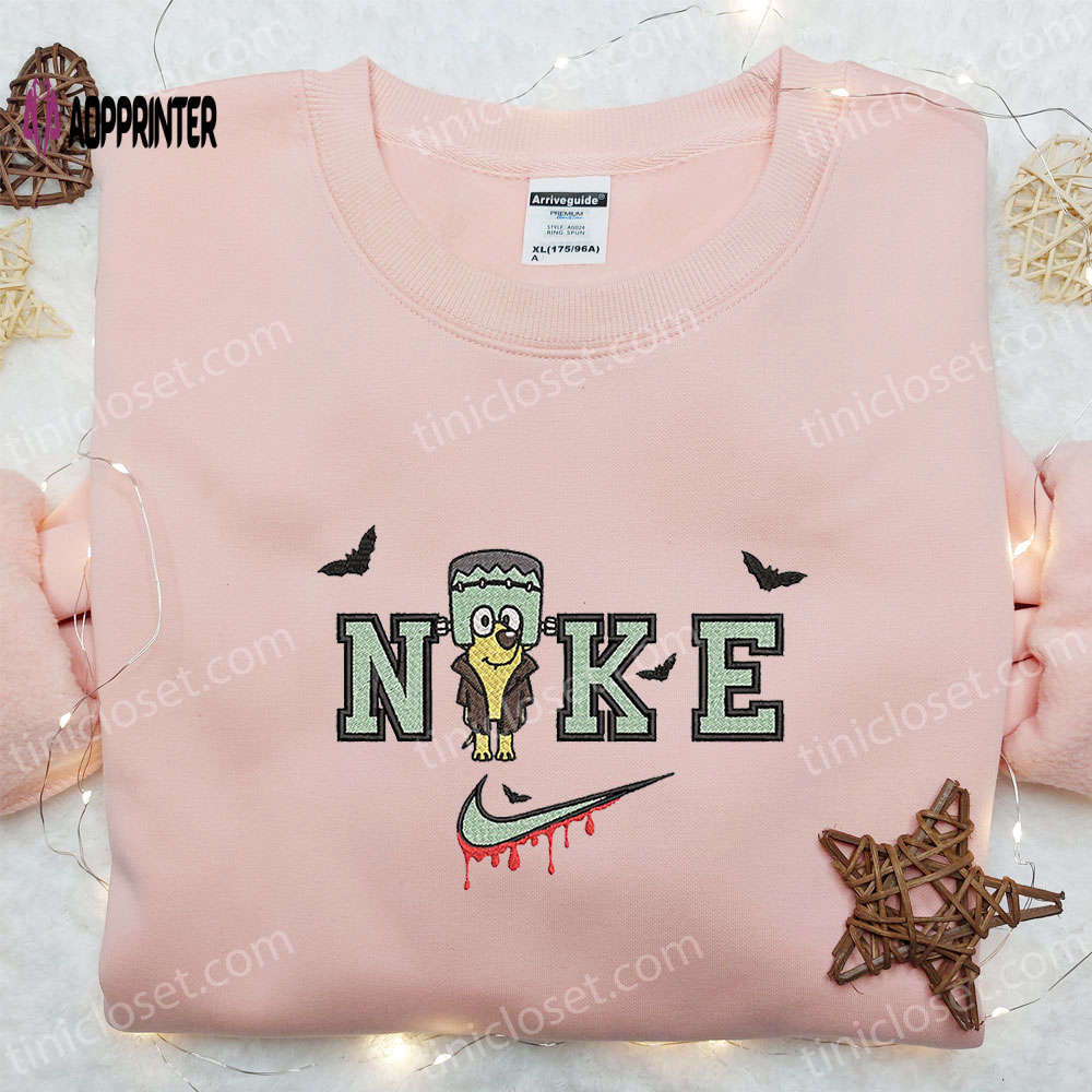 Lucky halloween x nike embroidered hoodie & bluey disney shirt: unique nike inspired embroidered shirts Embroidered Shirt