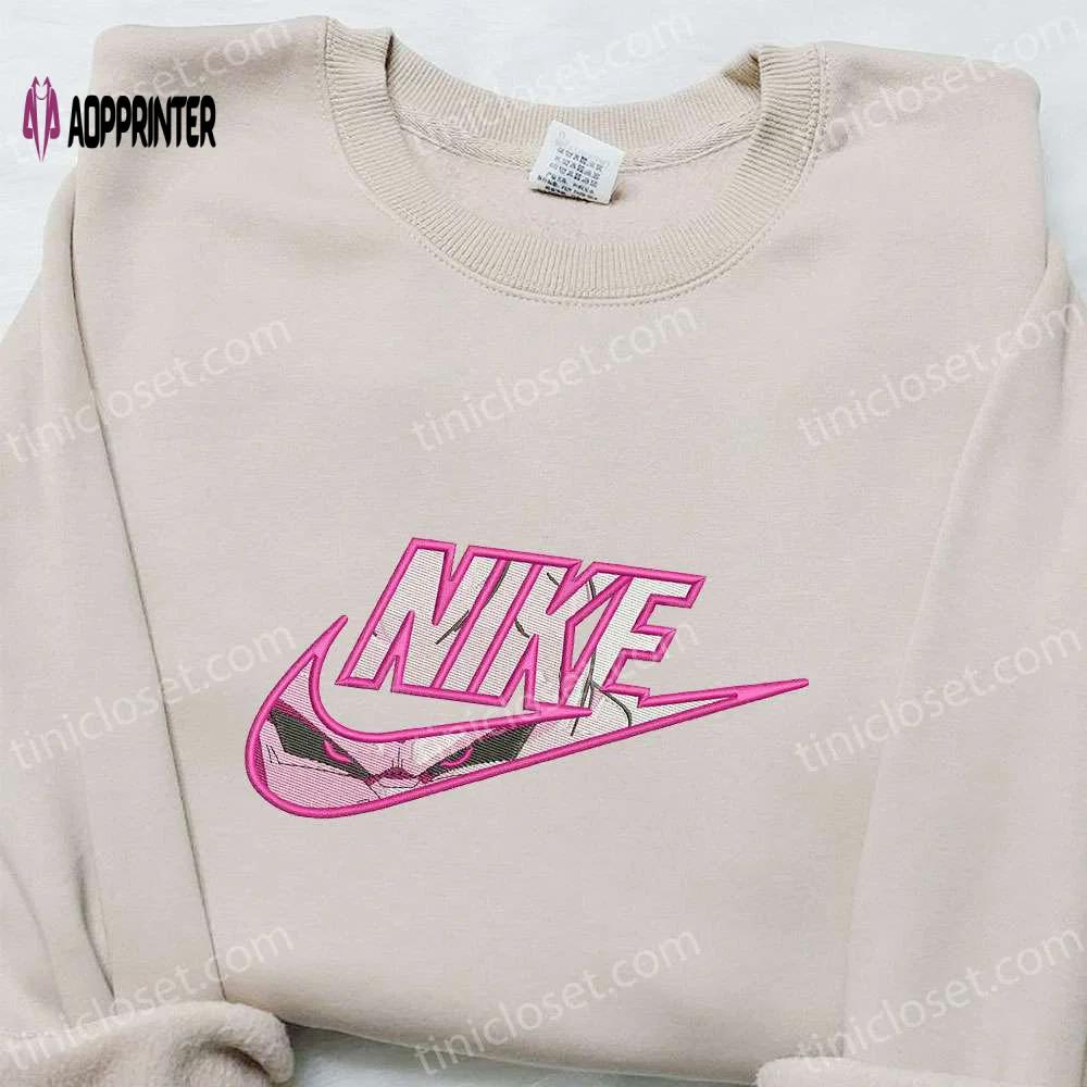 Majin buu x nike anime & dragon ball embroidered shirt: unique nike inspired design Embroidered Shirt