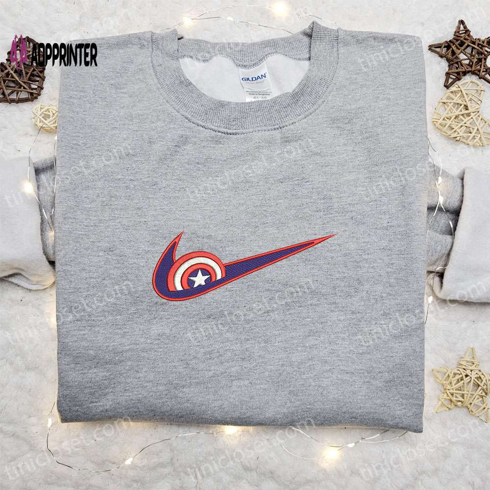 Marvel baseball classic cap men hattain america x swoosh embroidered hoodie & shirt: best family gift ideas Embroidered Shirt