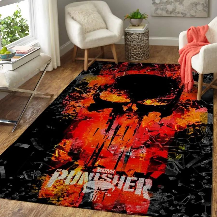 Marvel punisher movie area rug living room rug home decor floor decor Rectangle Rug