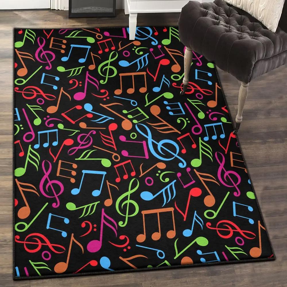 Melody area rugs for living room, colorful music note rug Rectangle Rug