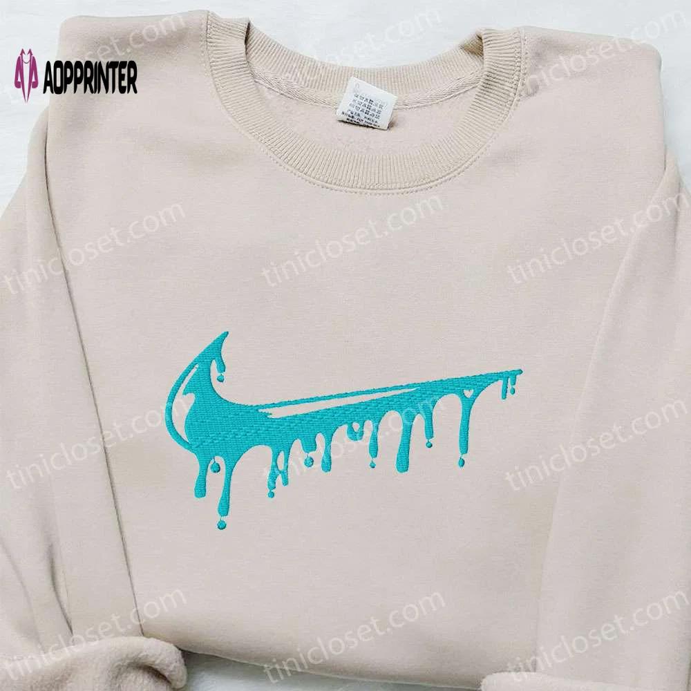 Melt x nike swoosh embroidered shirt: custom nike gift perfect birthday idea Embroidered Shirt