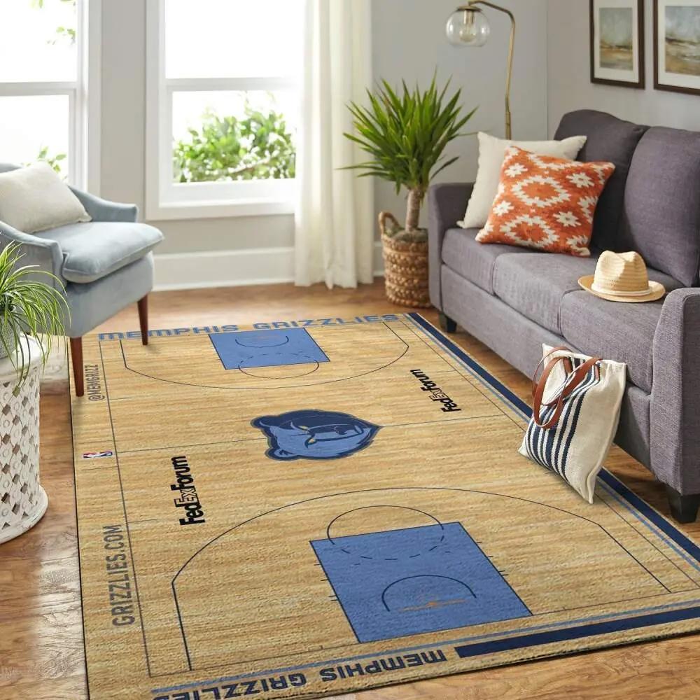 Memphis grizzlies court nba basketball carpet living room rug regtangle carpet Rectangle Rug