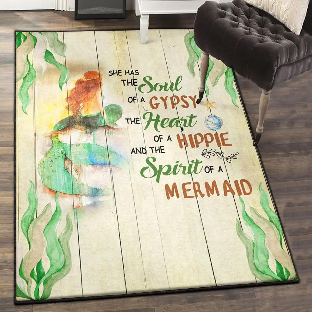 Mermaid non shedding area rug, spirit of a mermaid rug Rectangle Rug