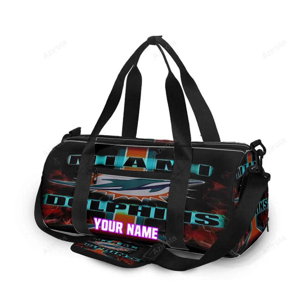 Miami dolphins logo art 4 personalized name travel bag gym bag 274 Travel Bag