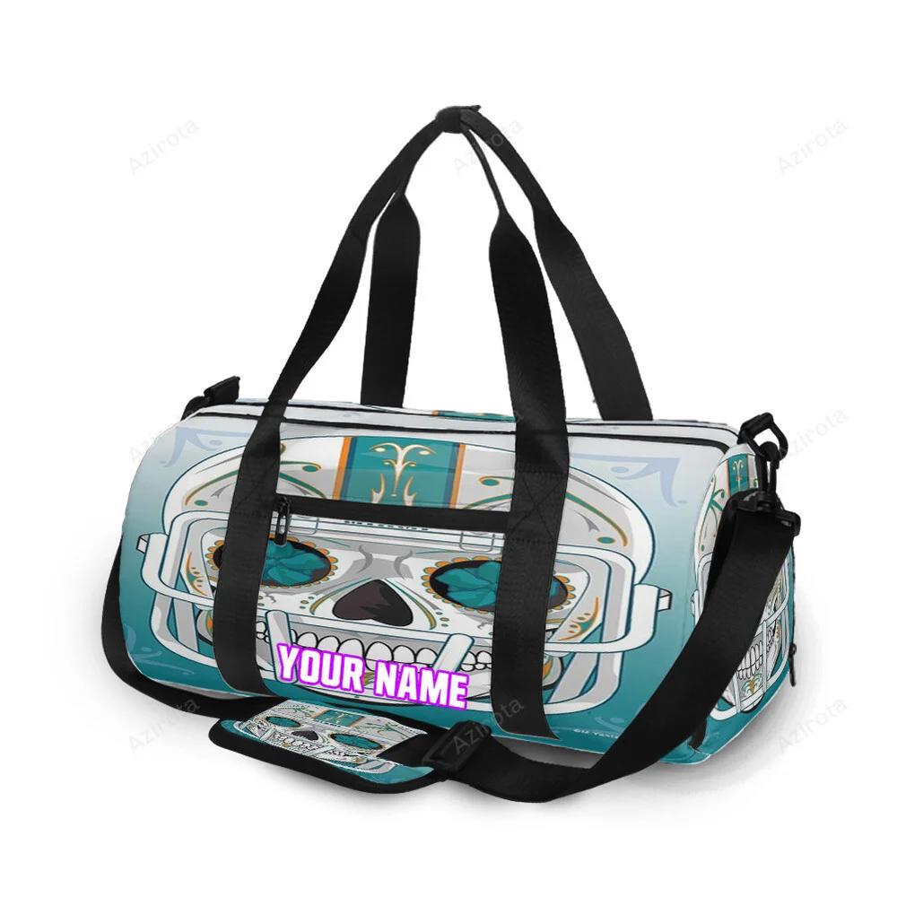 Miami dolphins skull art personalized name travel bag gym bag 324 Travel Bag