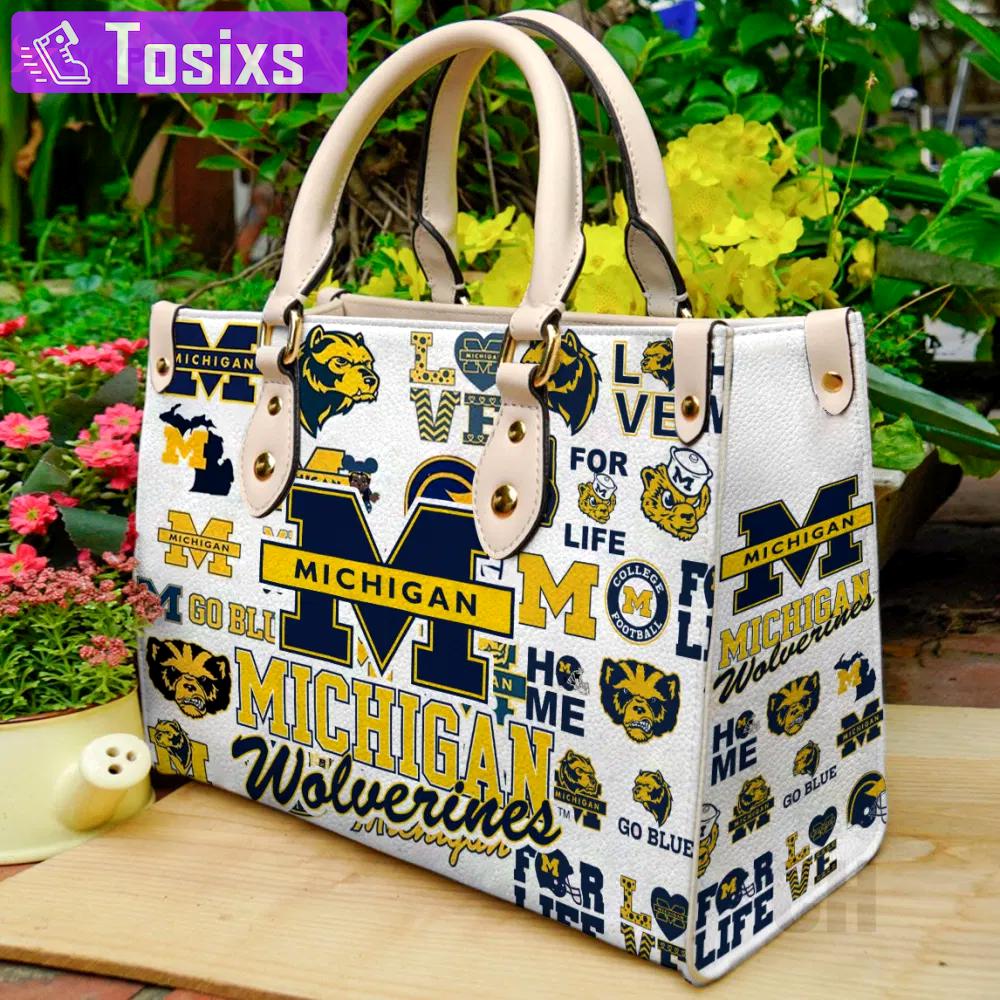 Michigan wolverines lover leather bag for women gift 1446 Women Leather Hand Bag