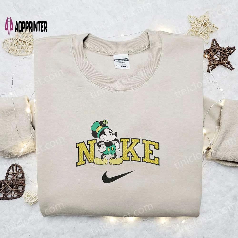 Mickey mouse st patrick s x nike embroidered sweatshirt: disney characters movie merry shirt – best st patrick s day gift ideas Embroidered Shirt