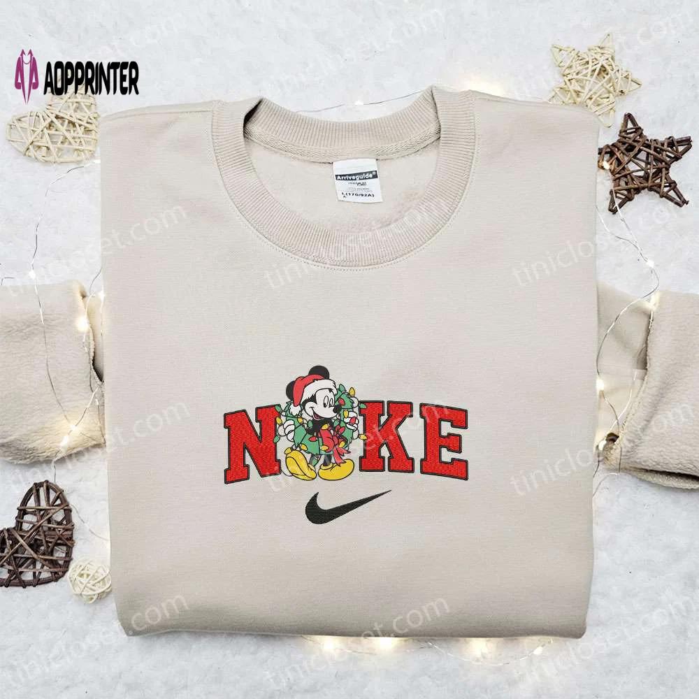 Mickey mouse x nike christmas sweatshirt: disney characters movie embroidered shirt perfect christmas gift Embroidered Shirt