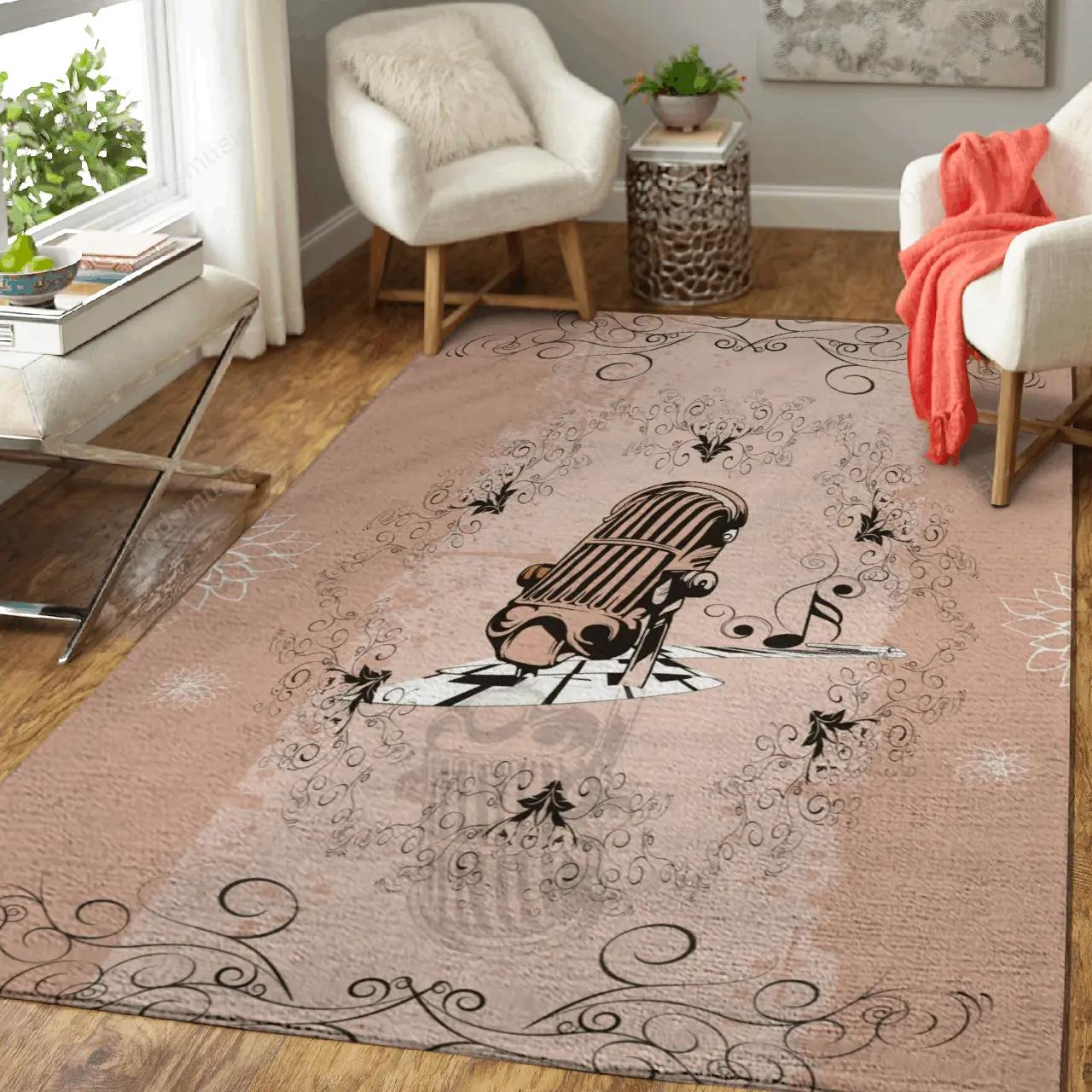 Microphone music art for fans area rug living room carpet rug regtangle carpet floor decor home decor Rectangle Rug