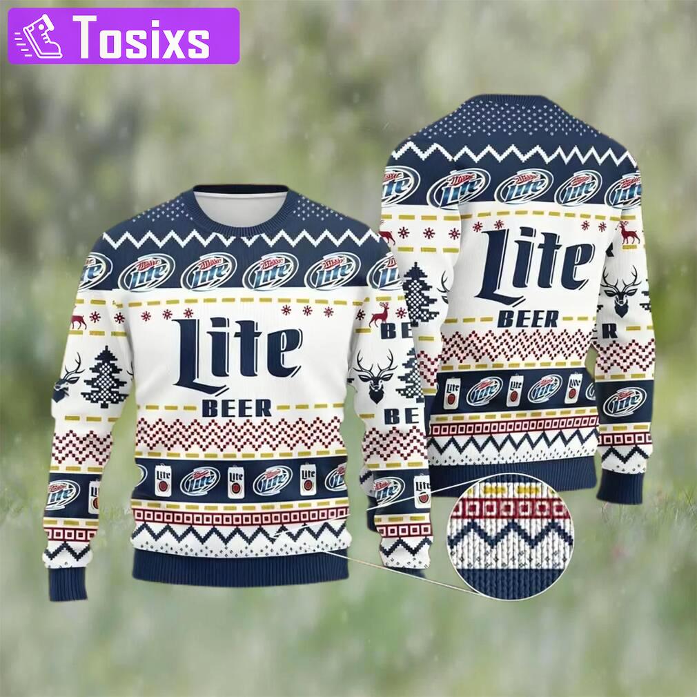 Miller lite beer ugly christmas sweater, faux wool sweater, gifts for beer lovers, international beer day, best christmas gifts for 2022 ? prinvity Christmas Ugly Sweater