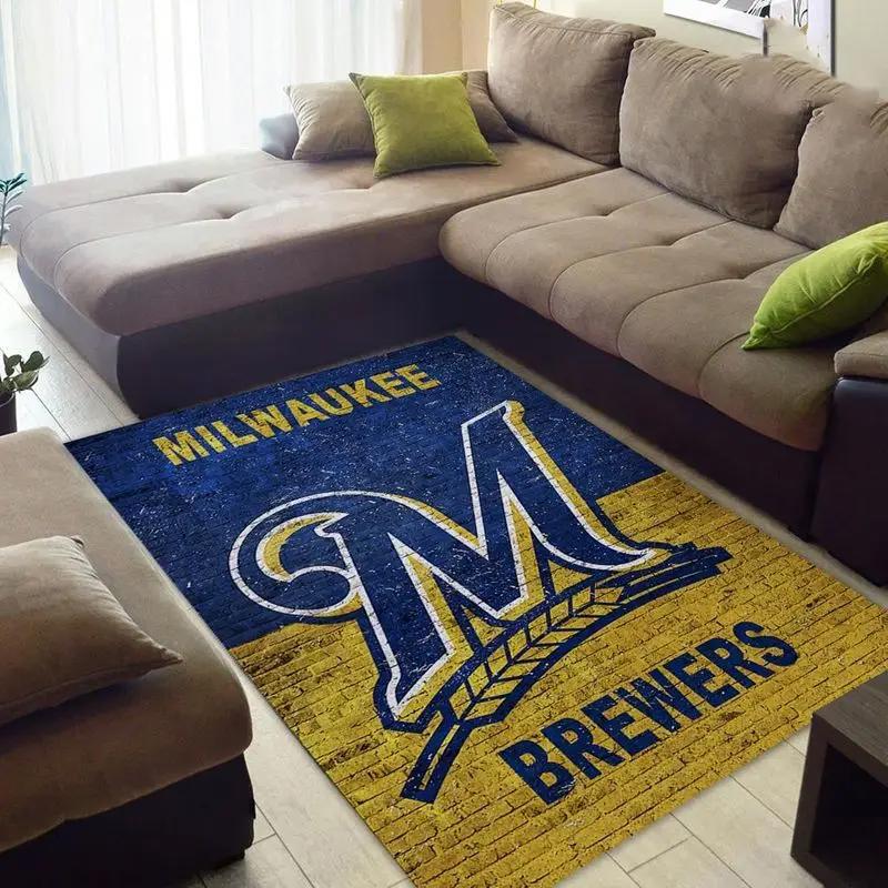Milwaukee brewers area rug mlb team logo carpet living room rugs decor 8 Rectangle Rug
