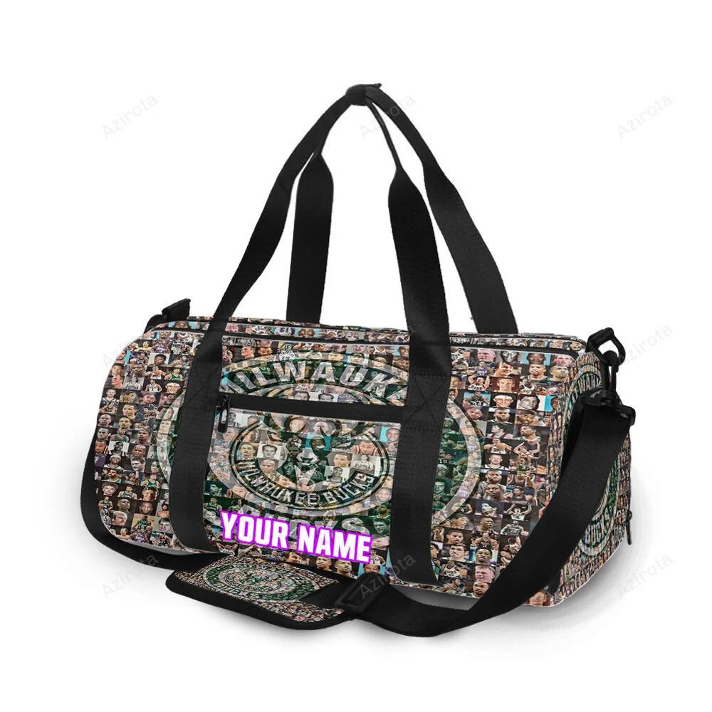 Milwaukee bucks emblem v40 personalized name travel bag gym bag 1164 Travel Bag