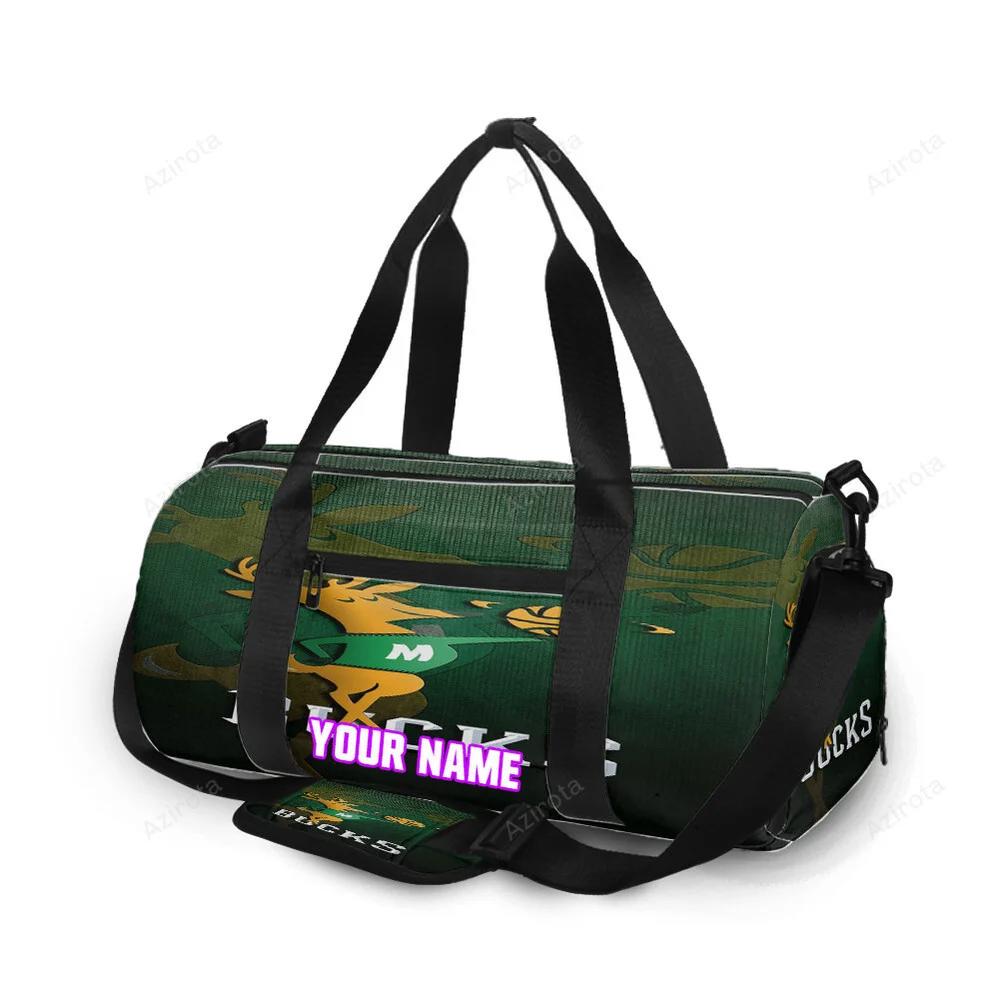 Milwaukee bucks mascot v22 personalized name travel bag gym bag 592 Travel Bag