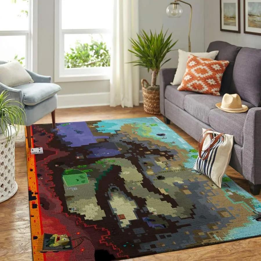 Minecraft area rug living room rug home decor video game gfd 19120717 Rectangle Rug