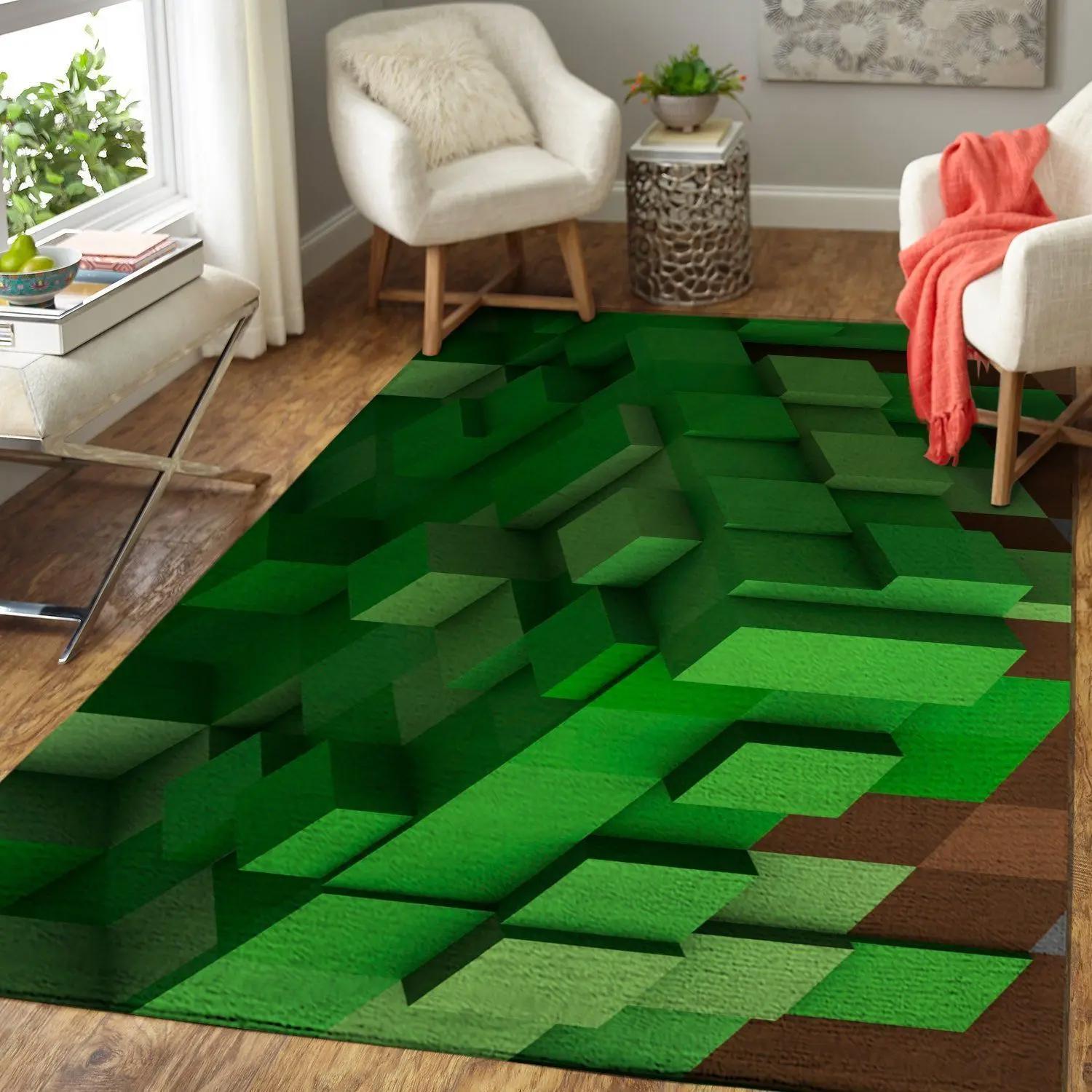 Minecraft area rug video game carpet gamer living room rugs rug regtangle carpet floor decor home decor v218 Rectangle Rug