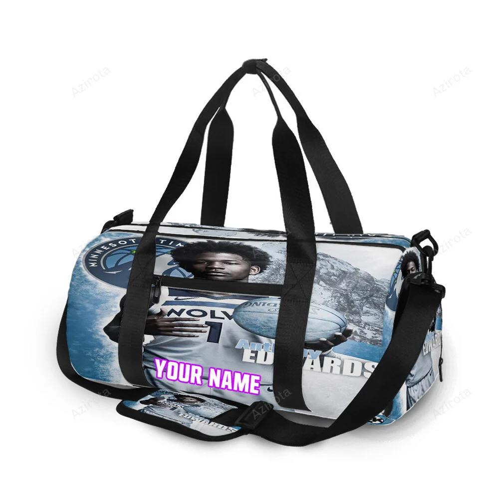 Minnesota timberwolves 1 anthony edward v40 personalized name travel bag gym bag 354 Travel Bag