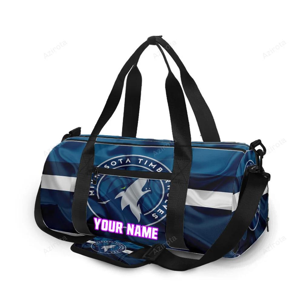 Minnesota timberwolves emblem v16 personalized name travel bag gym bag 452 Travel Bag
