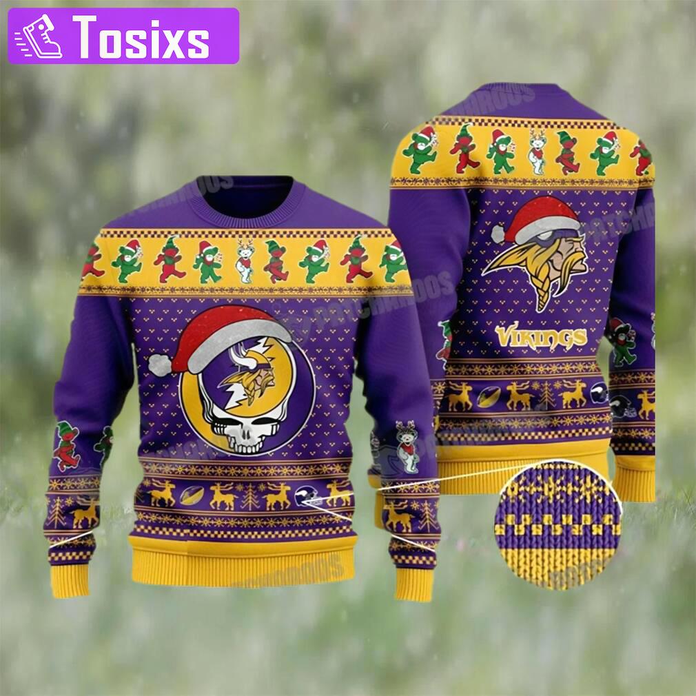Minnesota vikings dead skull and bears ugly christmas sweater Christmas Ugly Sweater