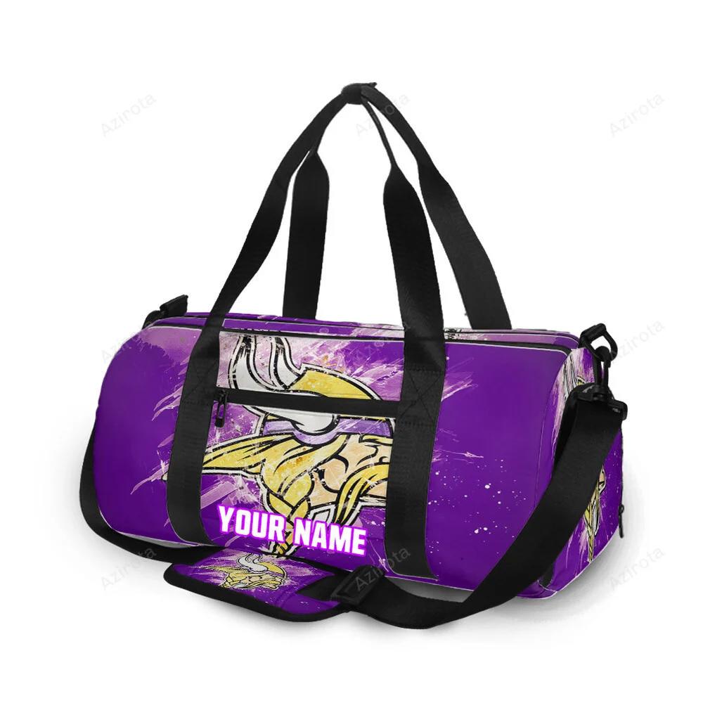 Minnesota vikings emblem brush v3 personalized name travel bag gym bag 1733 Travel Bag