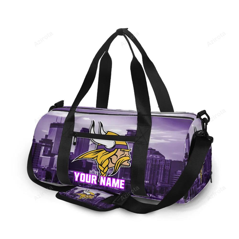 Minnesota vikings emblem city personalized name travel bag gym bag 569 Travel Bag