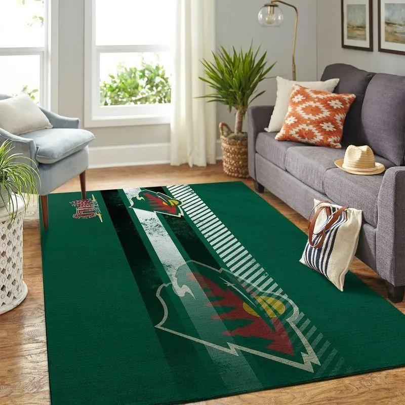 Minnesota wild area rugs nhl hockey living room carpet team logo 20030454 Rectangle Rug