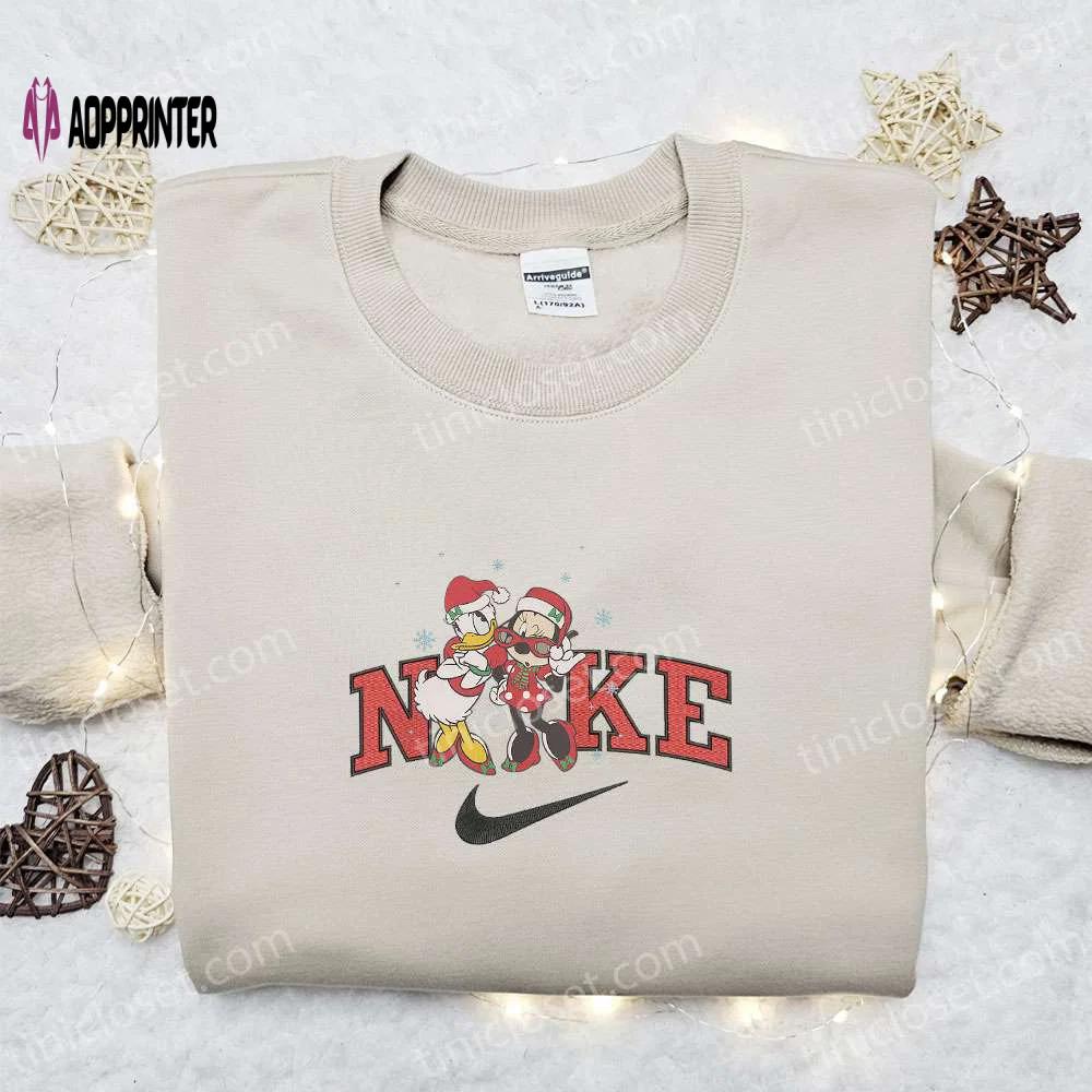 Minnie & daisy xmas hat x nike embroidered sweatshirt: disney characters movie merry christmas shirt best gift ideas Embroidered Shirt