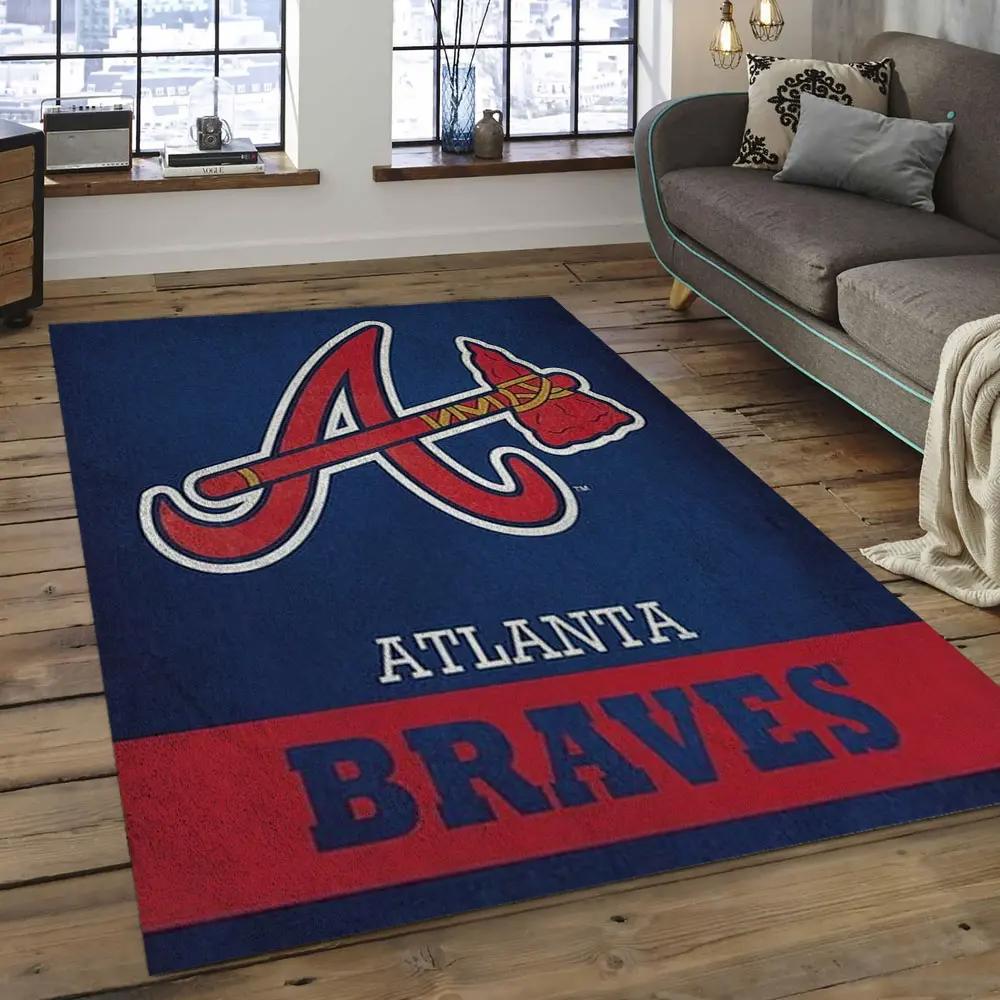 Mlb atlanta braves baseball team logo rectangle area ab26 Rectangle Rug