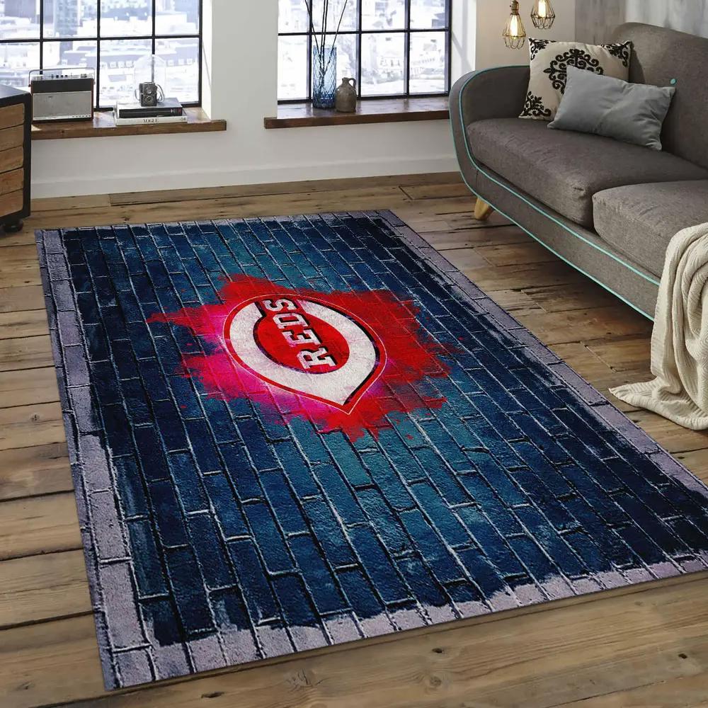 Mlb cincinnati reds baseball team logo rectangle area cr16 Rectangle Rug