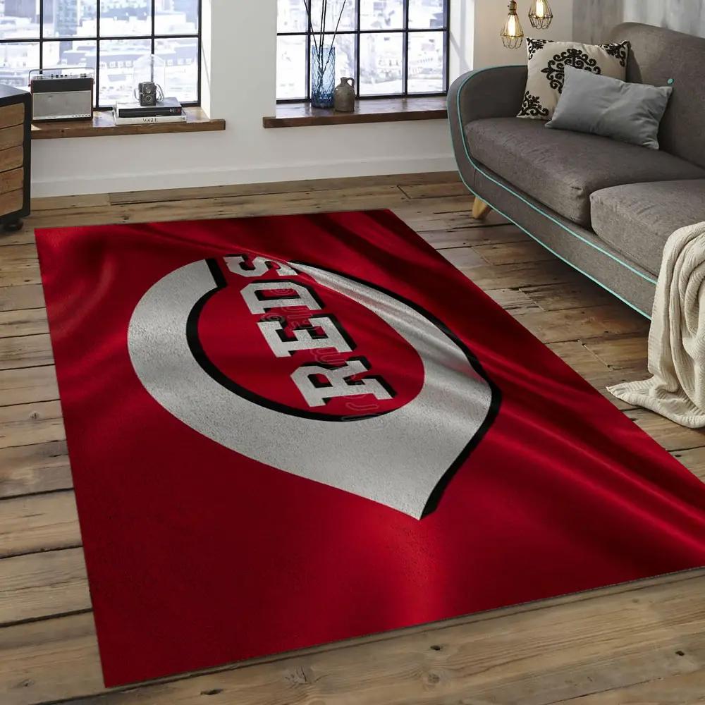 Mlb cincinnati reds baseball team logo rectangle area cr19 Rectangle Rug
